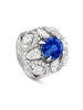 Scroll Oval Sapphire Platinum Ring