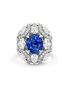 Scroll Oval Sapphire Platinum Ring