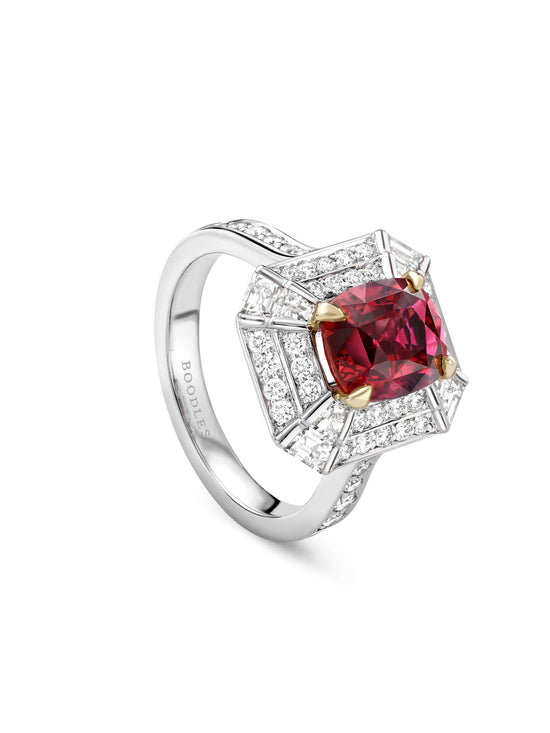 Vintage Cushion Ruby Platinum Ring