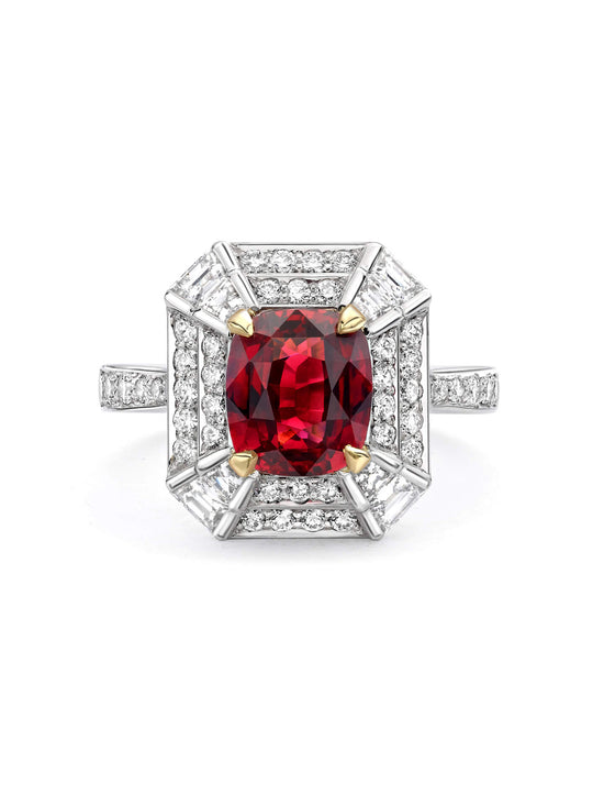 Vintage Cushion Ruby Platinum Ring