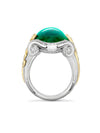 Athens Cabochan Emerald Platinum Yellow Gold Ring