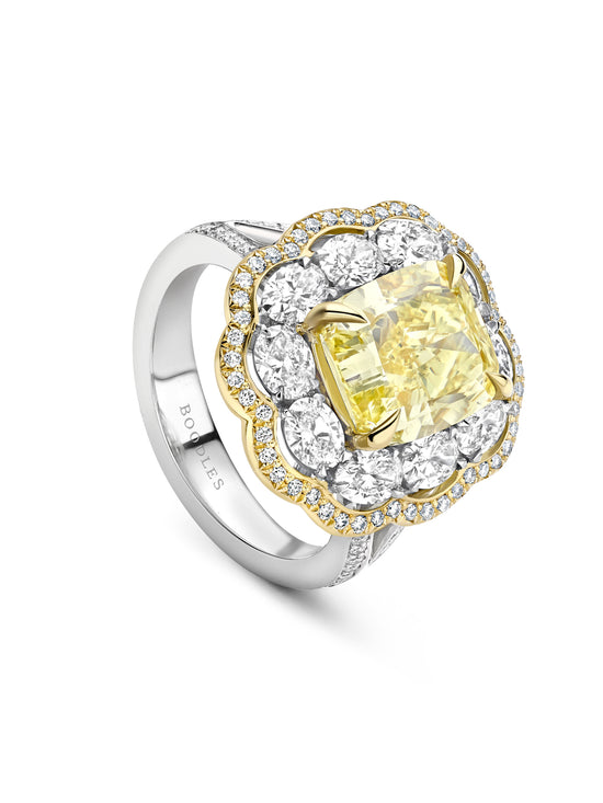 Vintage Cushion Yellow Diamond Ring