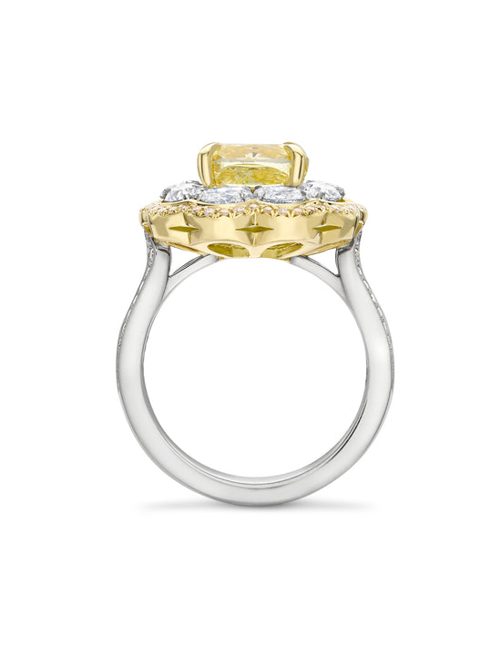 Vintage Cushion Yellow Diamond Ring