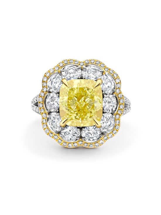 Vintage Cushion Yellow Diamond Ring