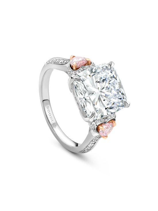 Petal Cushion Cut Diamond Ring