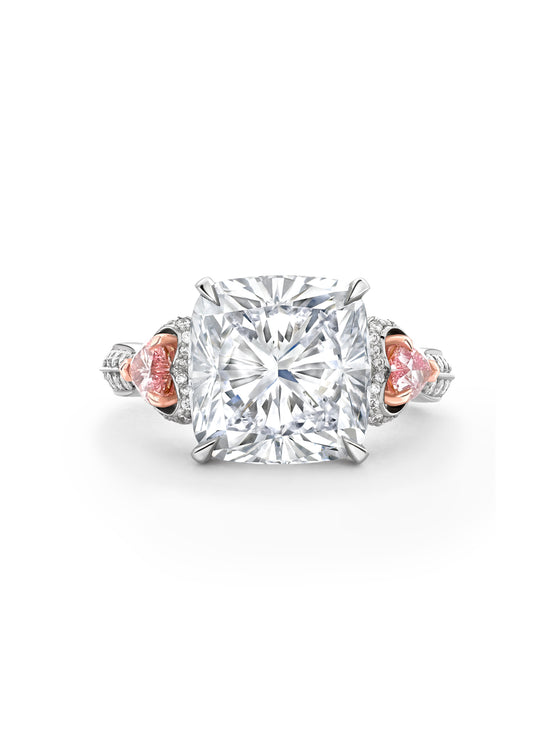 Petal Cushion Cut Diamond Ring