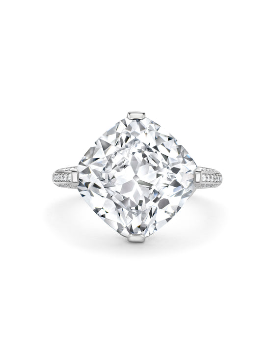 Peace of Mined Cushion Cut Platinum Diamond Ring