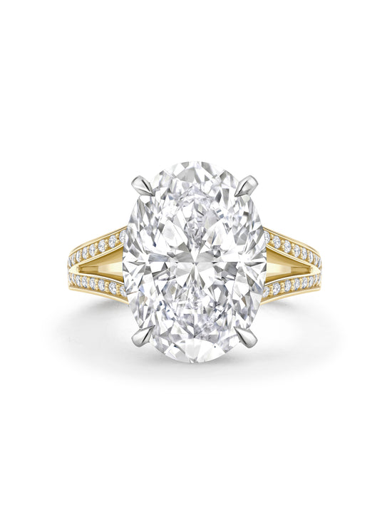 Oval Diamond Split Shoulders Yellow Gold Ring