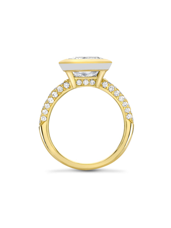 Florentine Princess Cut Yellow Gold Diamond Ring