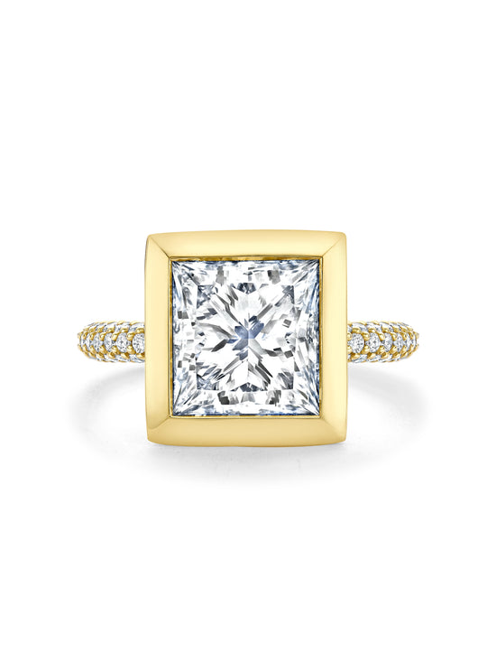 Florentine Princess Cut Yellow Gold Diamond Ring