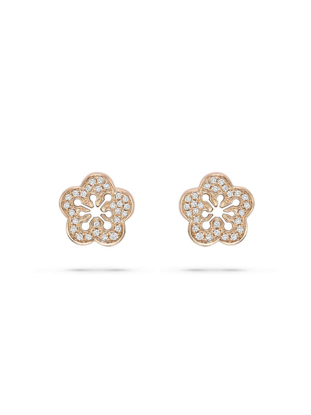 Blossom Rose Gold Diamond Stud Earrings