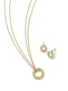 Roulette Yellow Gold Pendant and Flip Earrings Set