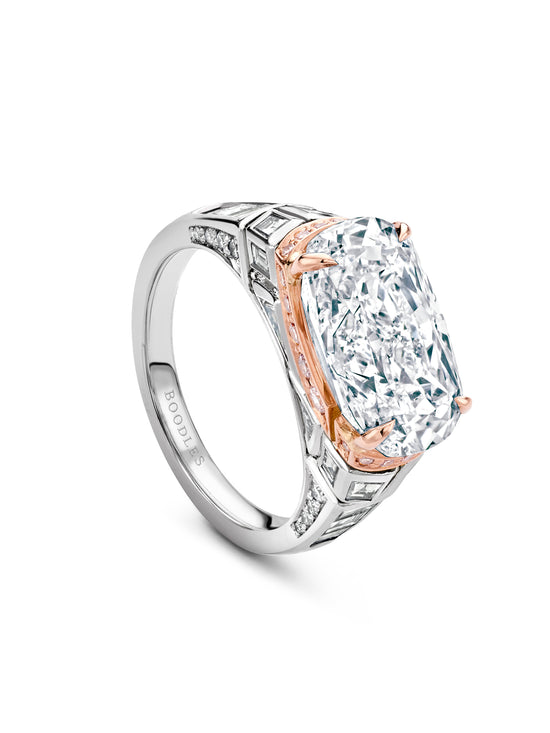 Peace of Mined Enamel Cushion Cut Diamond Ring